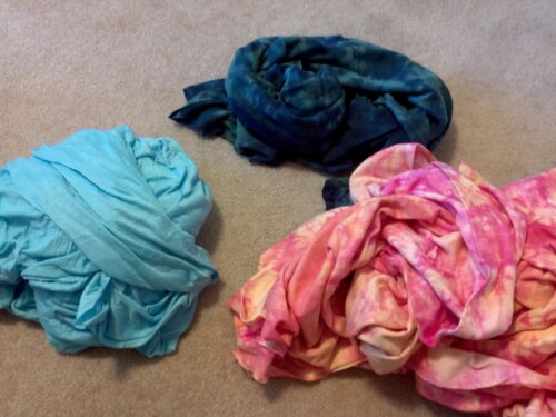 three knit fabric bundles